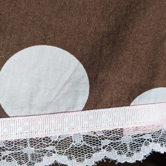 Super fun brown A-line dress w/ pale pink polka dots and trims - Picture 6 of 6